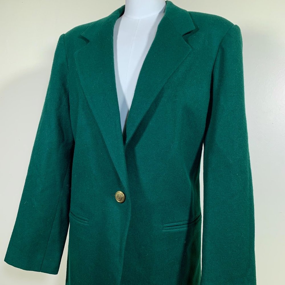 Forest Green Wool Blazer with Gold Button